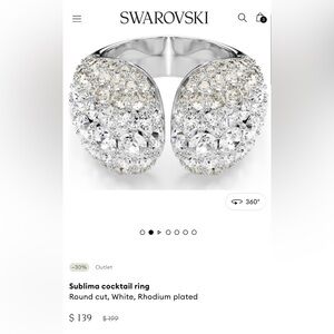 Swarovski Silver Pave Double Crystal Ring with Clear Stones